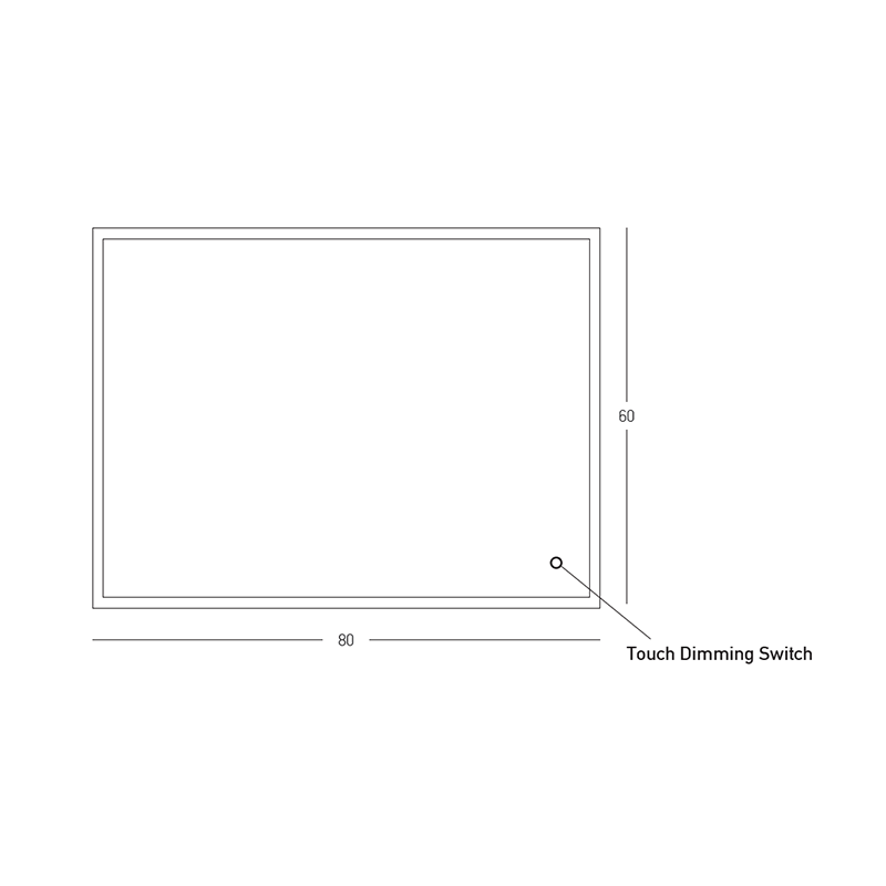 MIRROR WITH LED LIGHT 23W 3000K-4000K RECTANGLE TOUCH DIMMING SWITCH ANODIZED GOLD IP44
