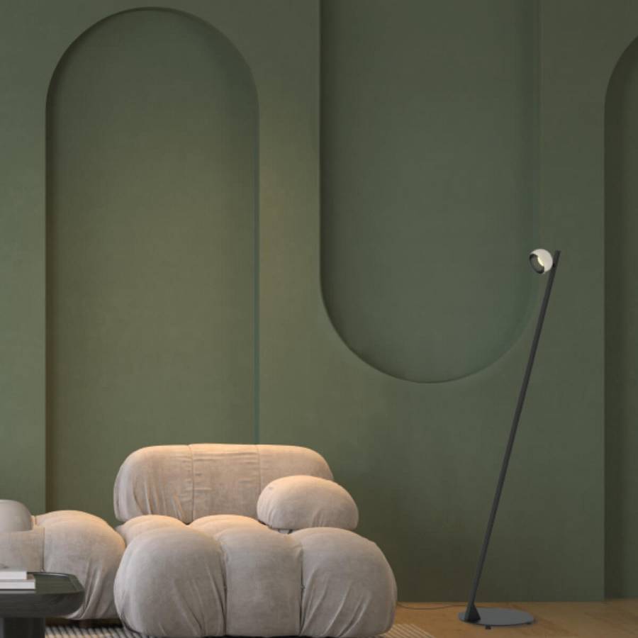 FLOOR LED LIGHT 7W 3000K SANDY BLACK BASE - BRUSHED NICKEL SHADE 359° MOVABLE