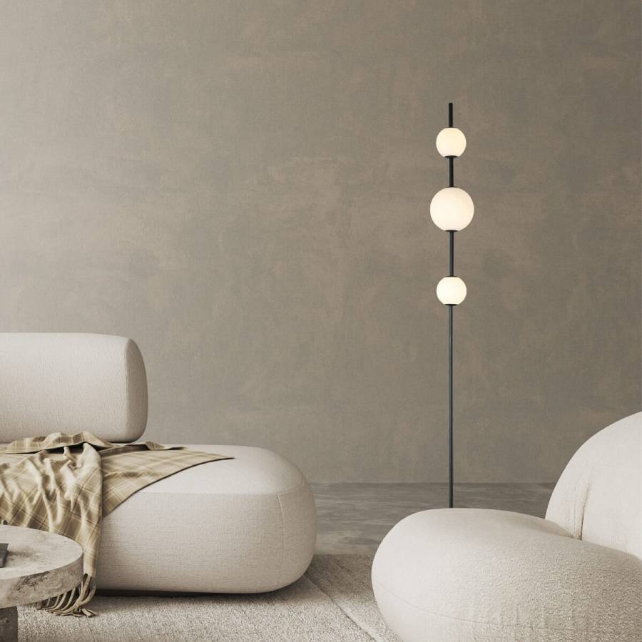 LED FLOOR LIGHT 12W 3000K GLASS &METAL  WHITE-BLACK