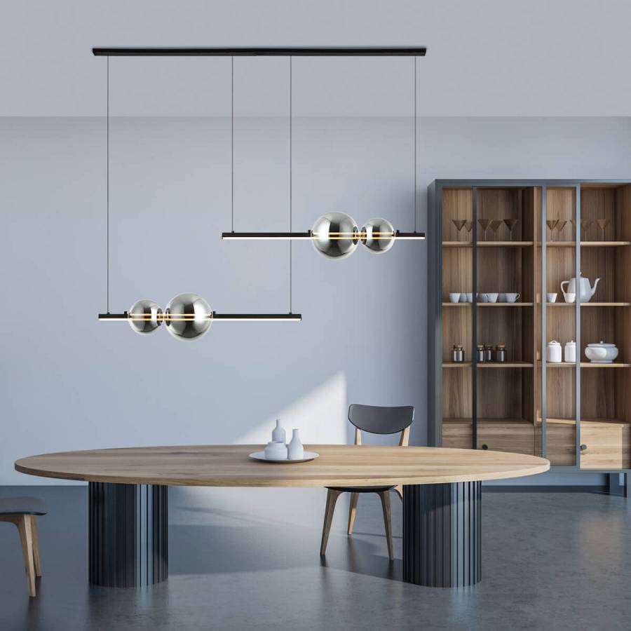 PENDANT LED LIGHT 24W BLACK-SMOKE GLASS