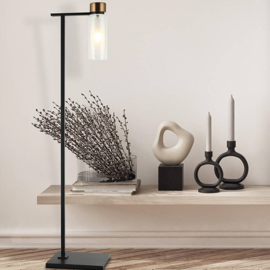 FLOOR LAMP  E14  SANDY BLACK-ANTIQUE BRASS