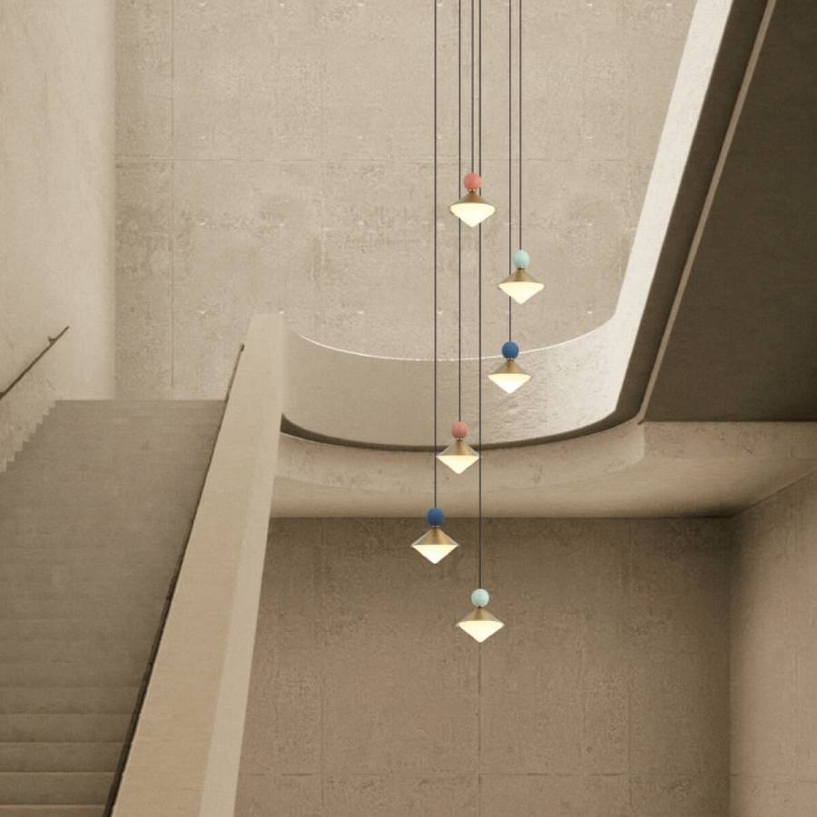 PENDANT LED LIGHT 40W 3000K CERAMIC - METAL - GLASS, BRASS