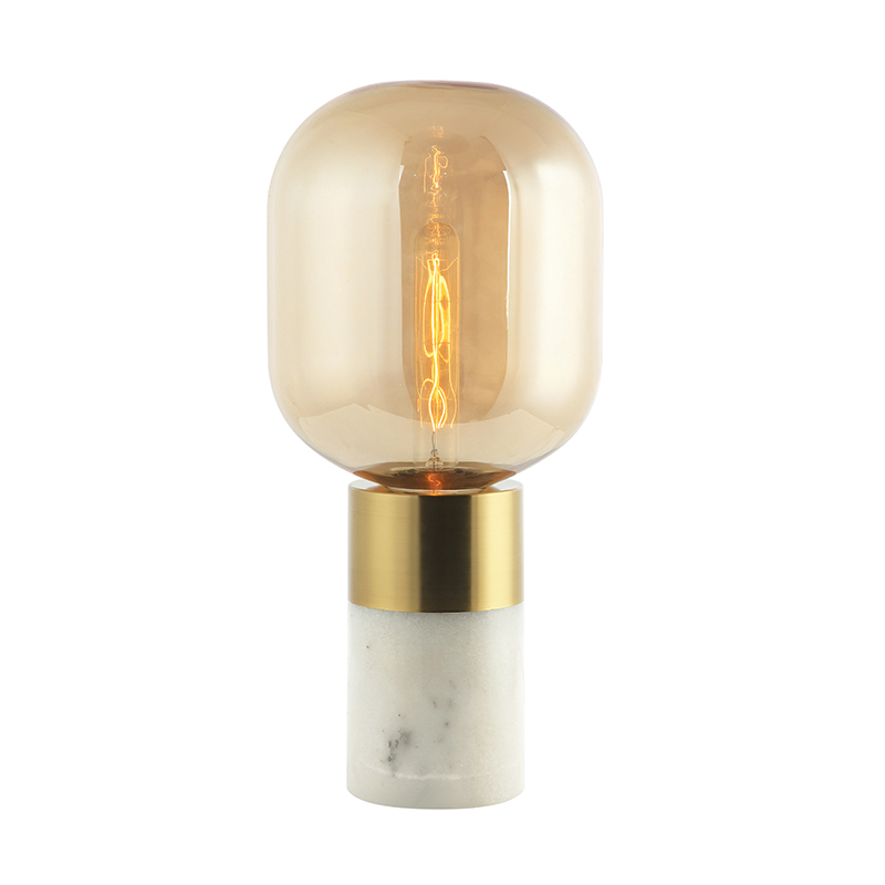 TABLE LAMP E27 MAX 25W GLASS  AMBER -BRASS - WHITE  ON/OFF SWITCH