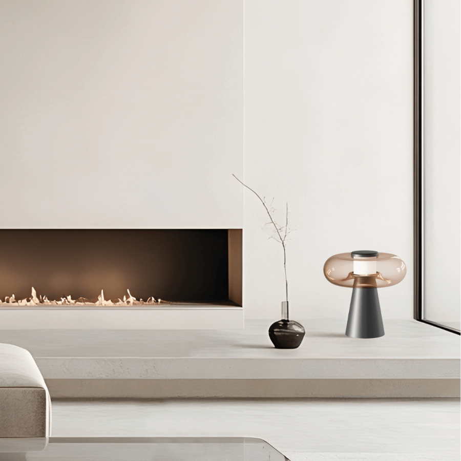 TABLE LED LIGHT 18W 3000K BLACK MATT, TOUCH DIM - TAWNY GLASS