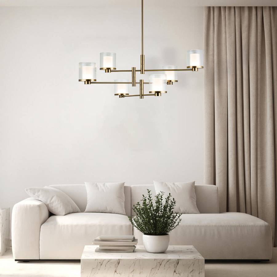 PENDANT LED LIGHT 42W 3000K METAL-GLASS GOLD