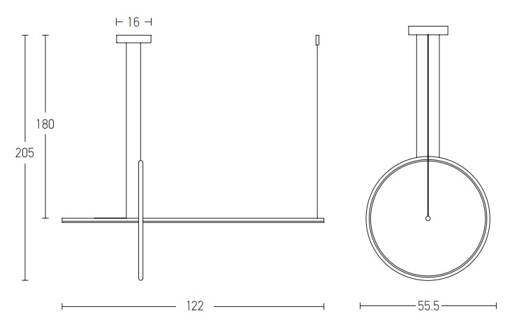 LED PENDANT LIGHT 41W  3000K  ALUMINΙUM  DIMMING  BLACK