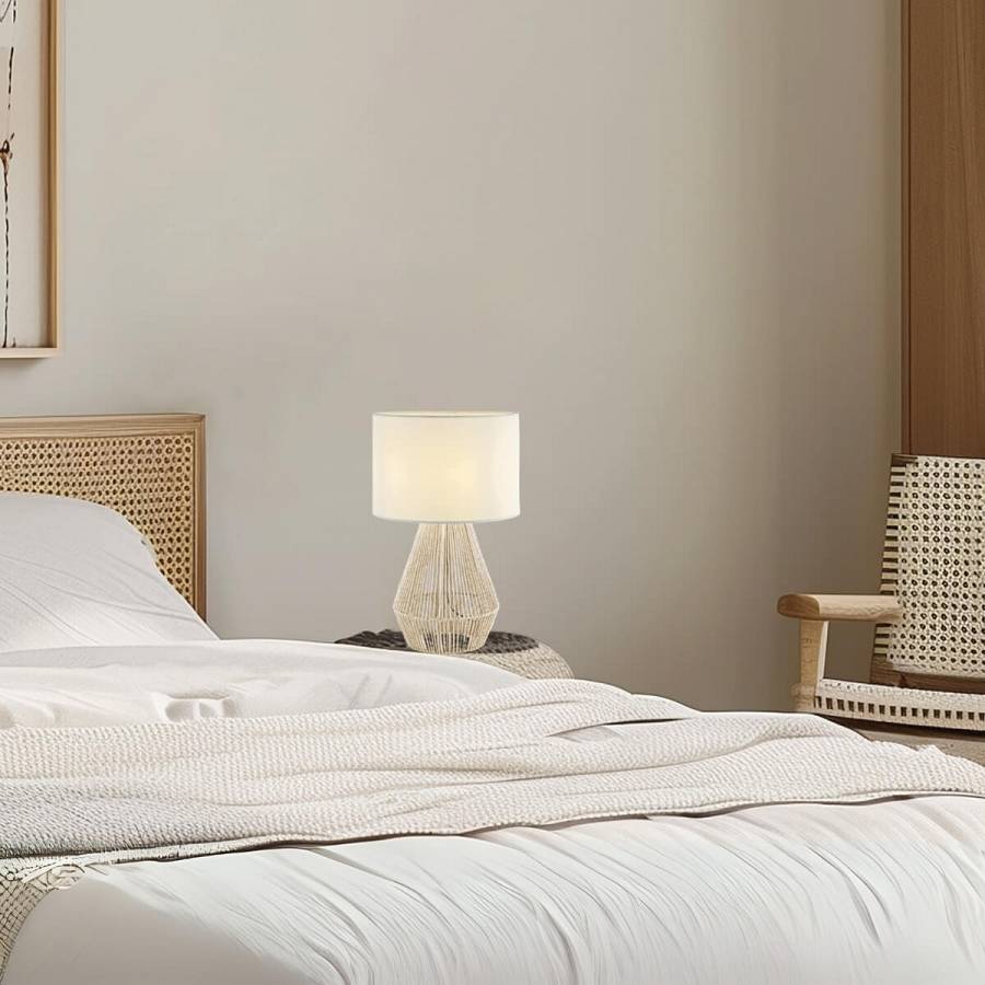 TABLE LAMP E27 MAX 40W HEMP ROPE &LINEN  NATRUAL ON/OFF SWITCH