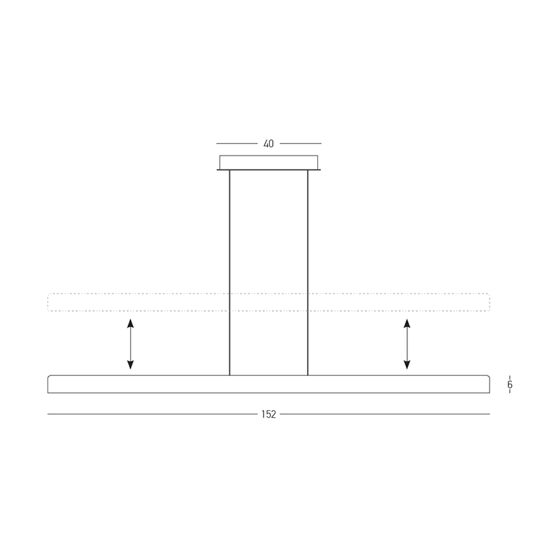 PENDANT LED LINE LIGHT 46W 3000K TRIAC BRUSHED GOLD -ALUMINIUM - BLACK METAL