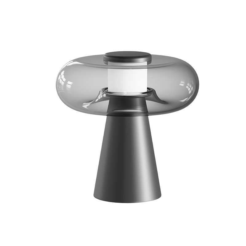 TABLE LED LIGHT 18W 3000K BLACK MATT, TOUCH DIM - SMOKED GLASS