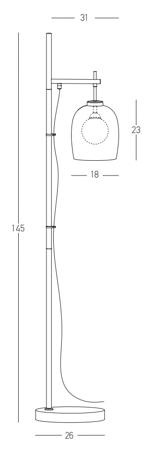 FLOOR LAMP G9 SMOKE-OPAL GLASS / BLACK MARBLE