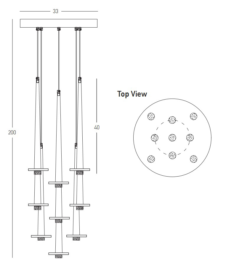 PENDANT LED LIGHT 25W 3000K ALUMINUM -MARBLE BLACK
