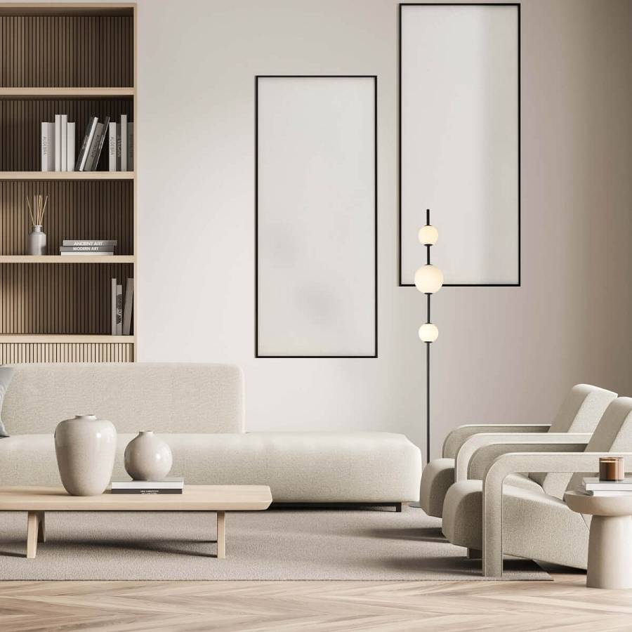 LED FLOOR LIGHT 12W 3000K GLASS &METAL  WHITE-BLACK