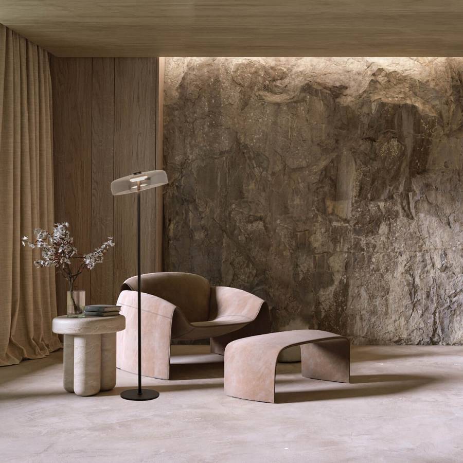 FLOOR LED LIGHT 15W 3000K METAL-GLASS BLACK