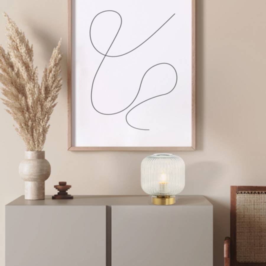 TABLE LAMP E27 MAX 25W GLASS  BRASS ON/OFF SWITCH