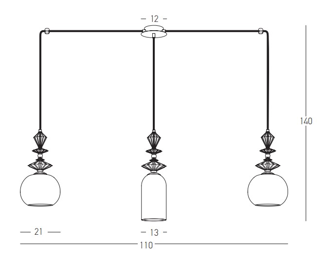 LINE LIGHT 3XE27 METAL/CERAMIC/OPAL GLASS
