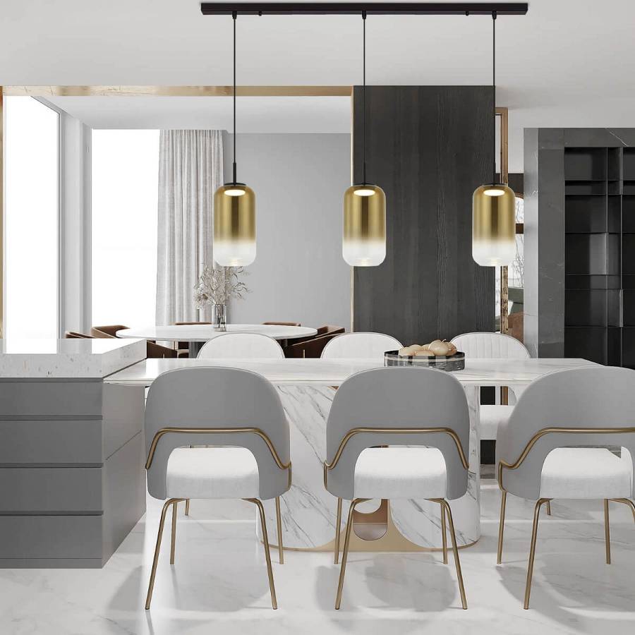 LINE LED LIGHT 3X12W 3000K GLASS BLACK-GOLD