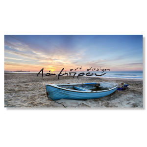 BDL055 - Πίνακας μπλε βάρκα στο ηλιοβασίλεμα