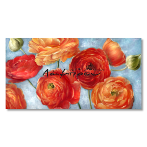 M395 - Πίνακας πορτοκαλί και κόκκινα τριαντάφυλλα