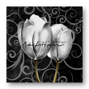 M019 - Πίνακας ασπρόμαυρα λουλούδια