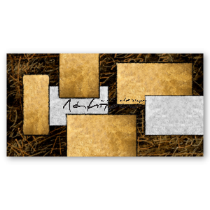 M061 - Πίνακας ορθογώνια σε λευκό και χρυσό