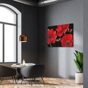 WA067 - Πίνακας σύγχρονη ζωγραφική κόκκινα λουλούδια