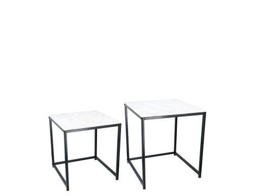 Τραπέζι marble λευκό με μεταλ.πόδια σ/2 (45Χ45Χ52+40Χ40Χ45)