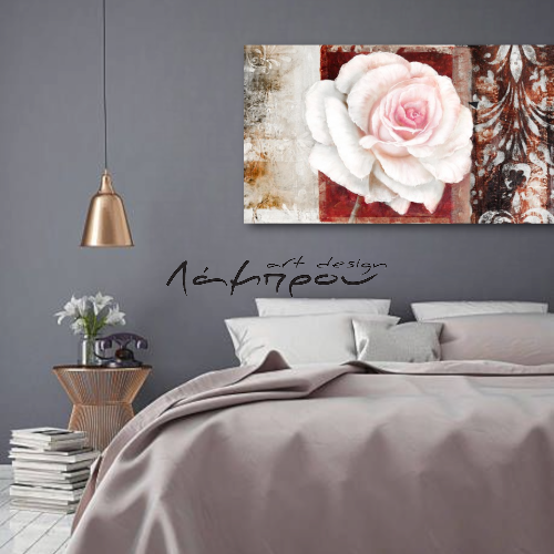 M712 - Πίνακας ροζ λευκό τριαντάφυλλο