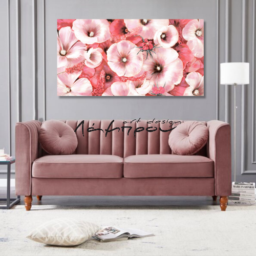 M484 - Πίνακας ροζ λουλούδια