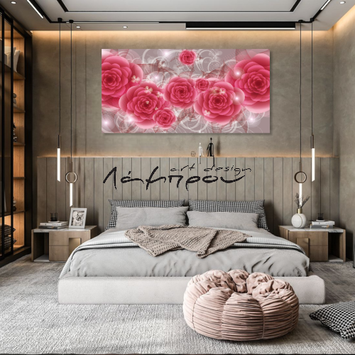M921 - Πίνακας ροζ λουλούδια