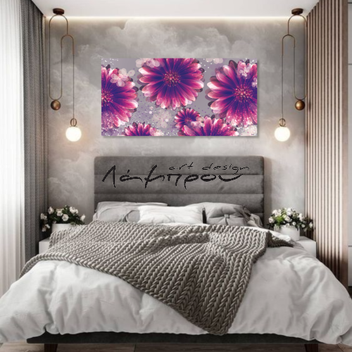 M922 - Πίνακας μοβ λουλούδια