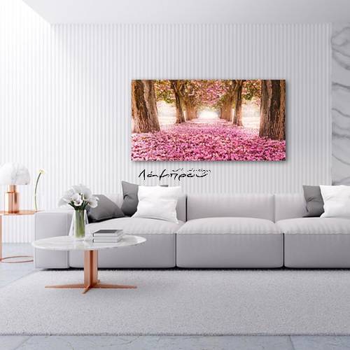M1108 - Πίνακας δρόμος με ροζ λουλούδια