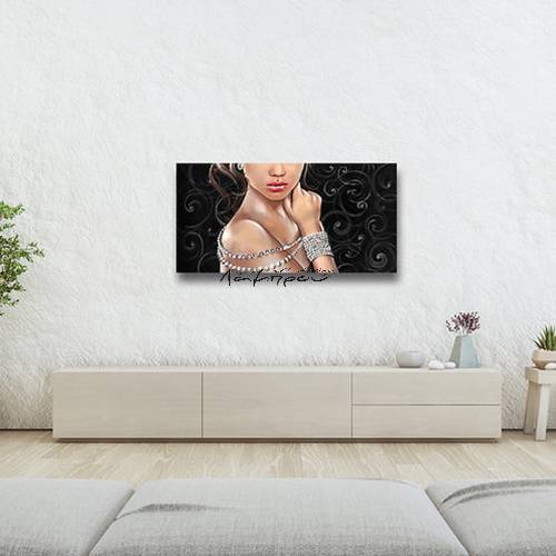M988 - Πίνακας γυναίκα με μαργαριτάρια