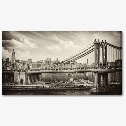 M853 - Πίνακας NYC Brooklyn Bridge σέπια