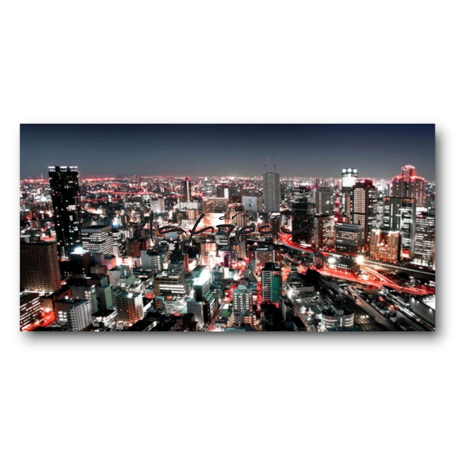 M767 - Πίνακας ουρανοξύστες τη νύχτα