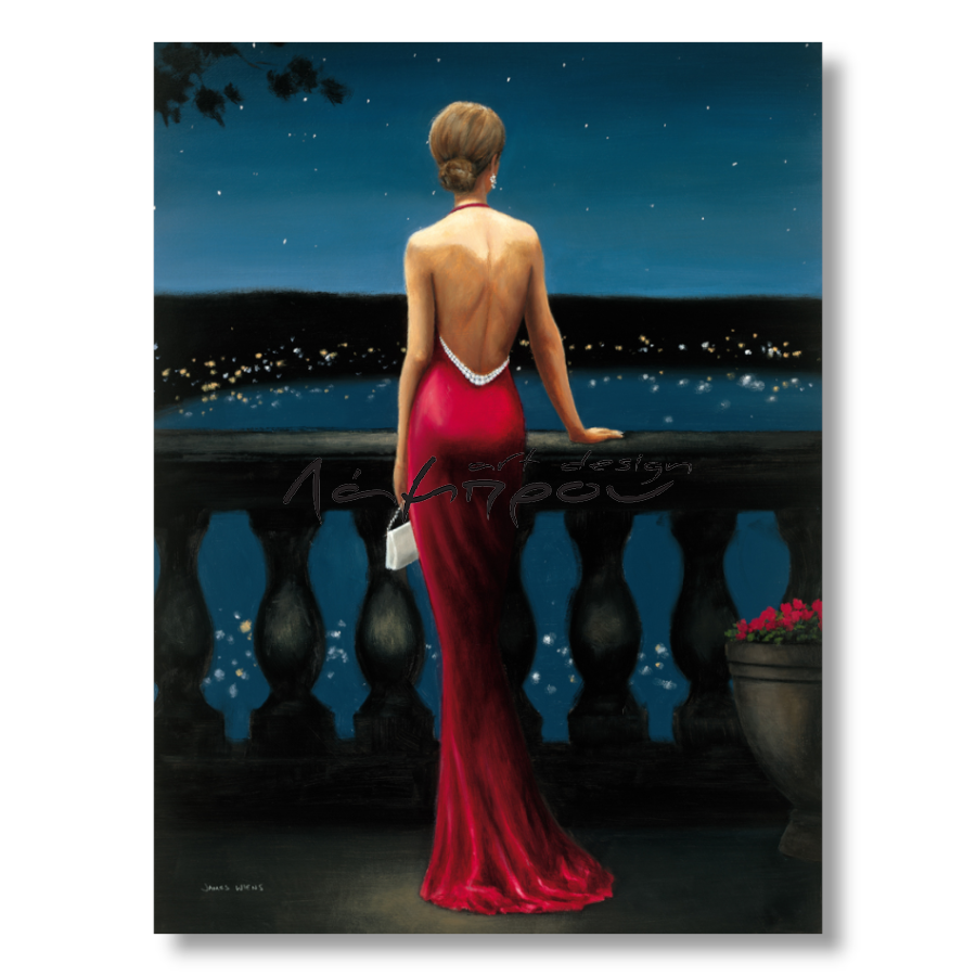WA110 - Πίνακας γυναίκα κόκκινο φόρεμα κάθετος