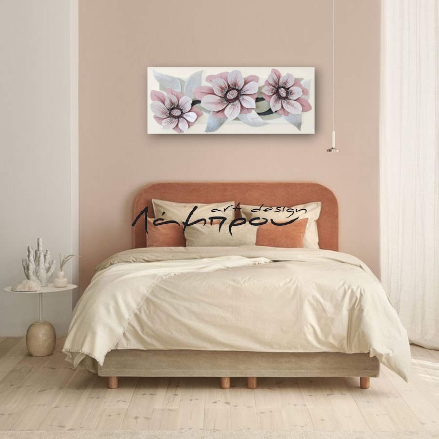 10PD14 - Πίνακας 3D ροζ λουλούδια