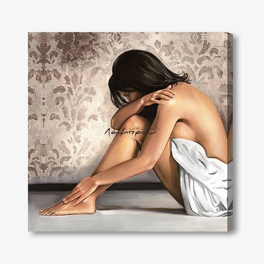 M674 - Πίνακας γυμνή καθιστή γυναίκα