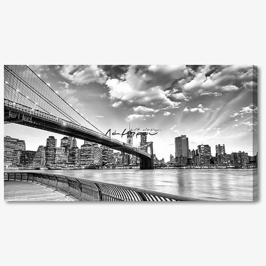 M1017 - Πίνακας NYC Brooklyn Bridge μαύρο και άσπρο