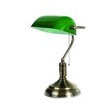 Επιτραπέζιο φωτιστικό από οξυντέ μέταλλο και πράσινο γυαλί 1XE27 D:38cm (3431-BR)