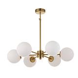 Κρεμαστό φωτιστικό από χρυσό ματ μέταλλο και λευκή οπαλίνα 6XG9 D:55cm (5316-6)