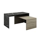 PETRA DUO COFFEE TABLE ΠΕΤΡΑ SONOMA ΣΚΟΥΡΟ 90/80x45xH45/34cm