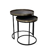 TOTALE SIDE TABLE SET 2ΤΕΜ BRASS ANTIQUE ΜΑΥΡΟ D49/41xH56/49cm