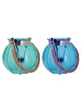 Κηροπήγιο γυαλ.μπουλ με σχοινί 2χρ.25εκ