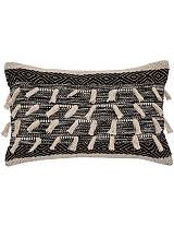 Μαξιλάρι βαμβ.μαύρο με κρόσια 38Χ58