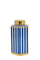 ΔΙΑΚΟΣΜΗΤΙΚΟ ΒΑΖΟ ΚΕΡΑΜΙΚΟ ΠΟΛΥΓΩΝΙΚΟ ΡΙΓΕΣ ΜΠΛΕ ΛΕΥΚΟ ΜΕ ΧΡΥΣΟ ΚΑΠΑΚΙ 14Χ13Χ24ΕΚΕΚ