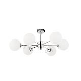 Κρεμαστό φωτιστικό από χρώμιο μέταλλο και λευκή οπαλίνα 6XG9 D:55cm (5014-6)