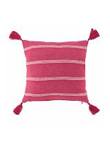 Μαξιλάρι βαμβ.40Χ40φούξια ριγέ με πον πον