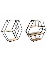 Ράφι τοίχου πολυγωνικό με καθρέπτη 46x40 2σχ.