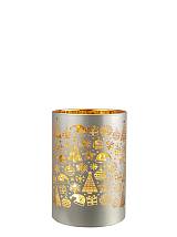 ΓΥΑΛΙΝΗ ΒΑΣΗ ΚΥΛΙΝΔΡΙΚΗ ΑΣΗΜΙ ΜΕ LED 8,5Χ8,5Χ12ΕΚ