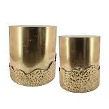 ΜΕΤΑΛΛΙΚΟ ΤΡΑΠΕΖΑΚΙ ΣΕΤ/2 ΧΡΥΣΟ ΣΤΡΟΓΓΥΛΟ ΚΥΜΑΤΙΣΤΗ ΒΑΣΗ - L:Φ43x46, S:Φ36.5x42.5cm 1/KIB